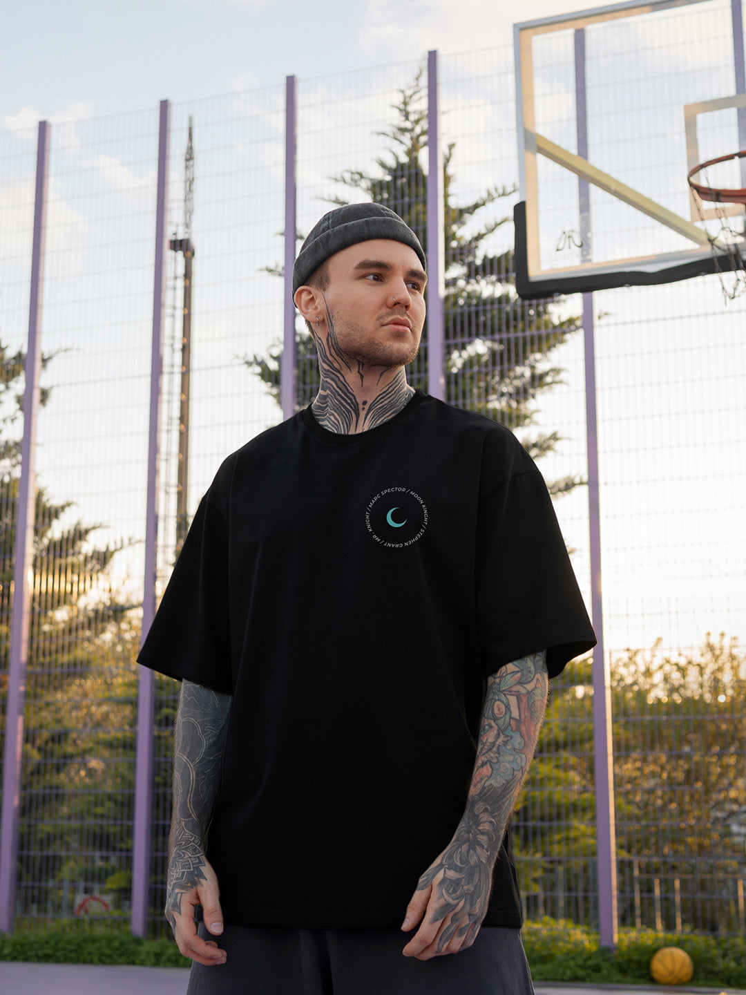 Men's Moon Knight Oversized Black Graphic Tee