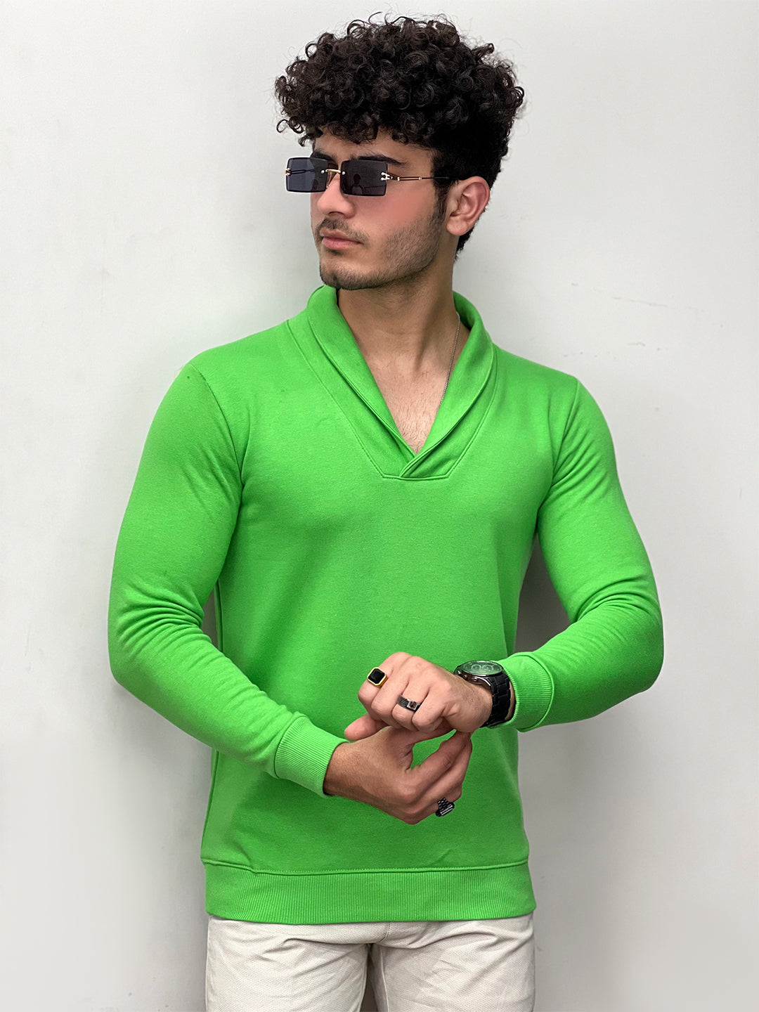 Men's Shawl Neck Full Sleeve Terry Tees