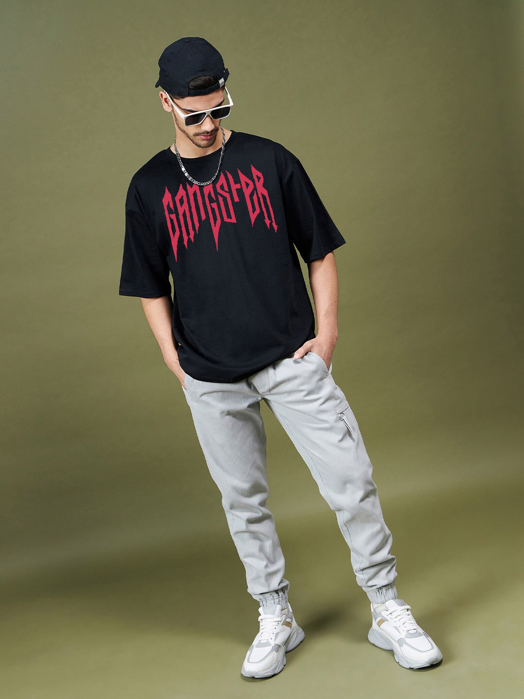 Men's Gangster'S Look Oversized Graphic Tee