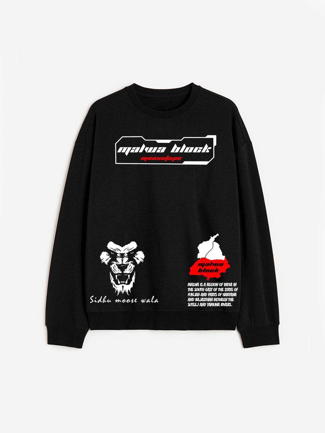 Oversized Classic Malwa block Heavy Fleece Printed Sweatshirt