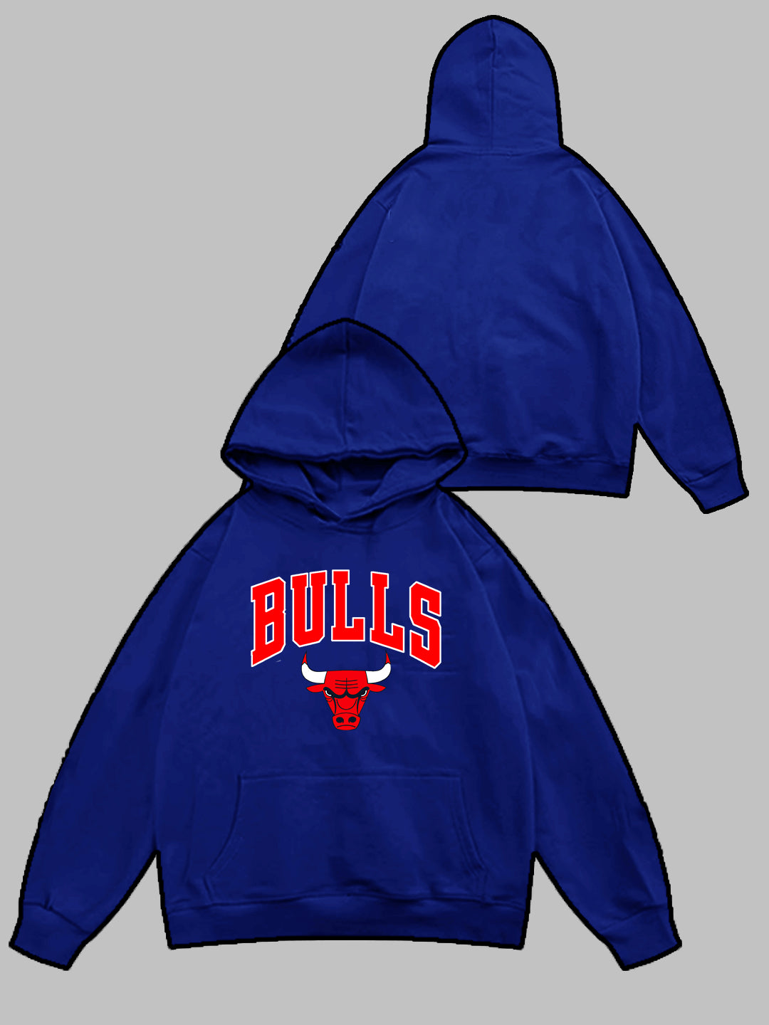 Oversized Bulls Heavy Fleece Printed Hoodie