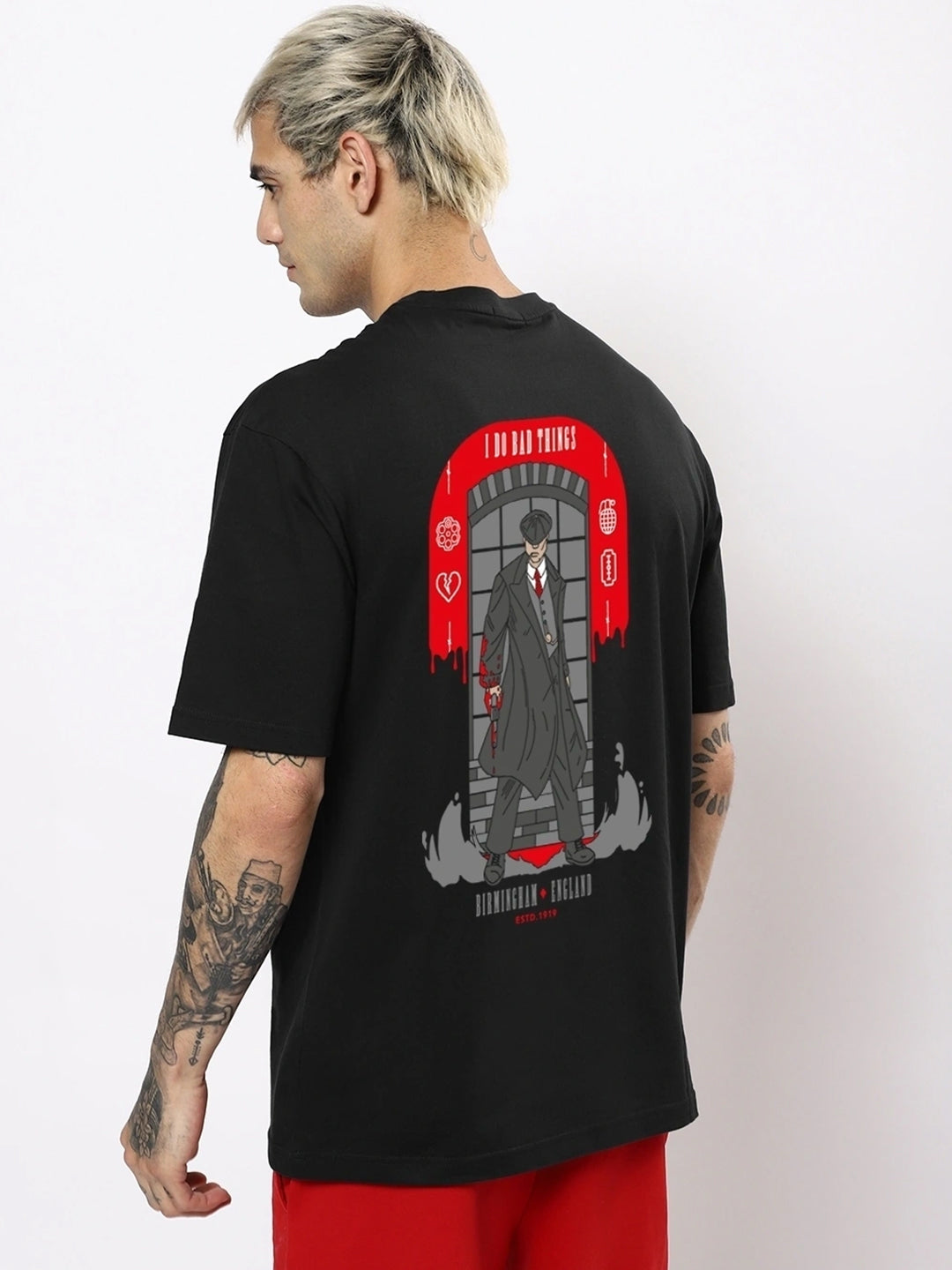 Men's Dont Mess With Me Oversized Black Graphic Tee