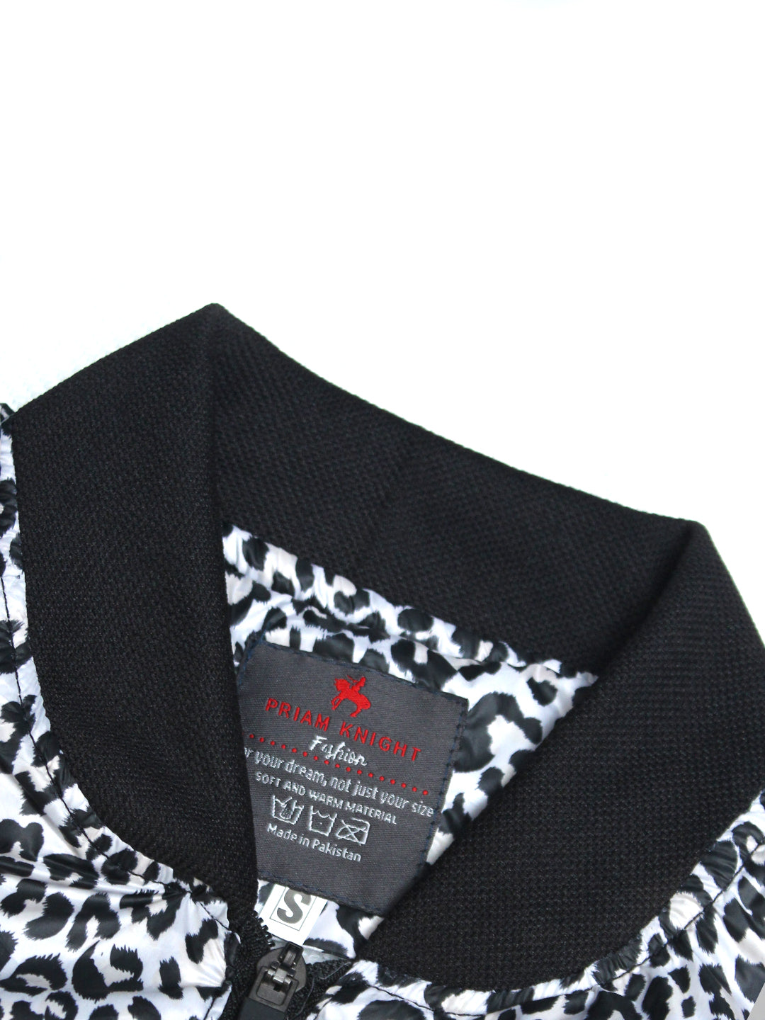 Men's White Leopord Self Printed inside Fur Bomber Jacket