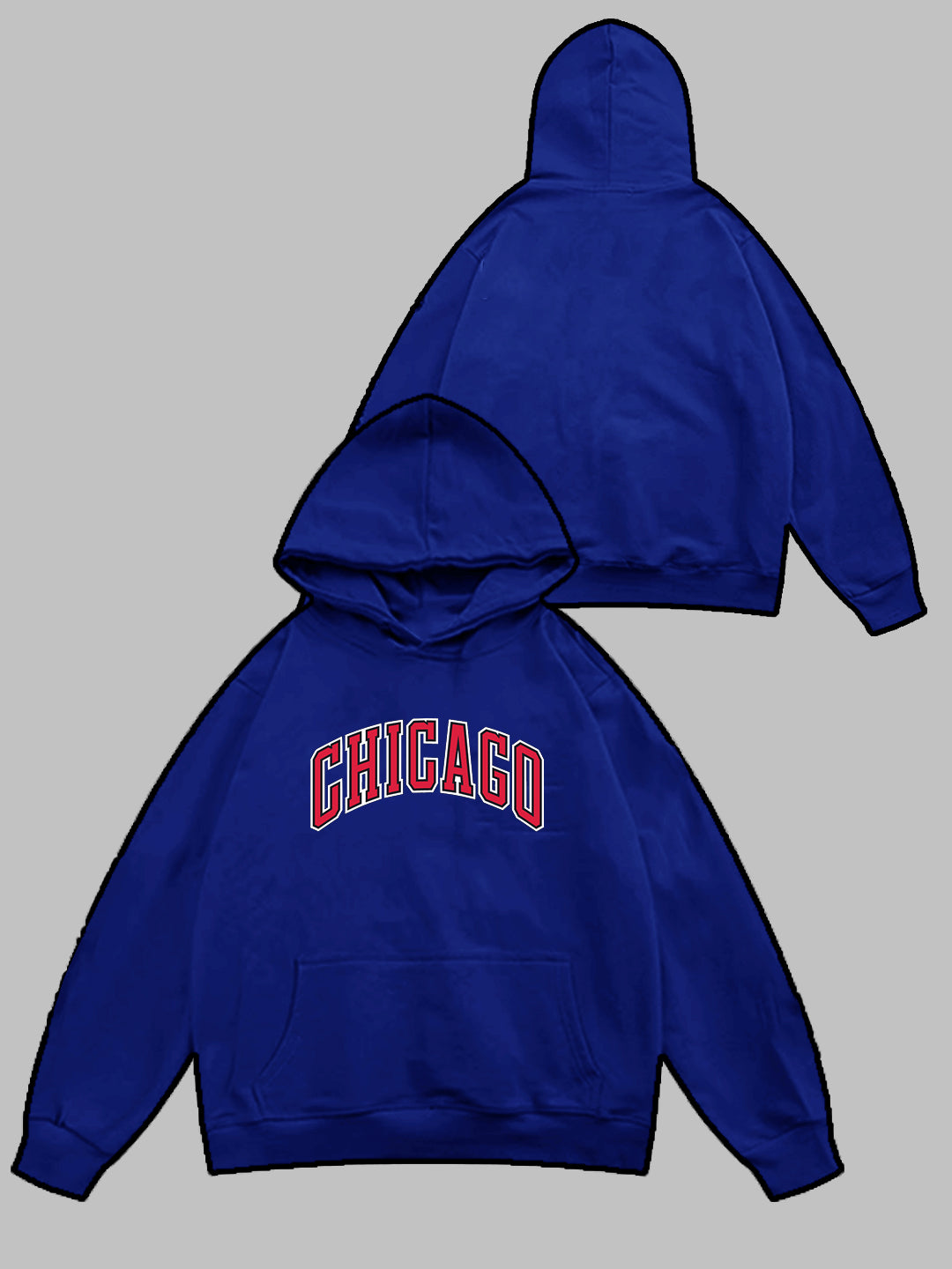 Oversized Chicago Heavy Fleece Printed Hoodie