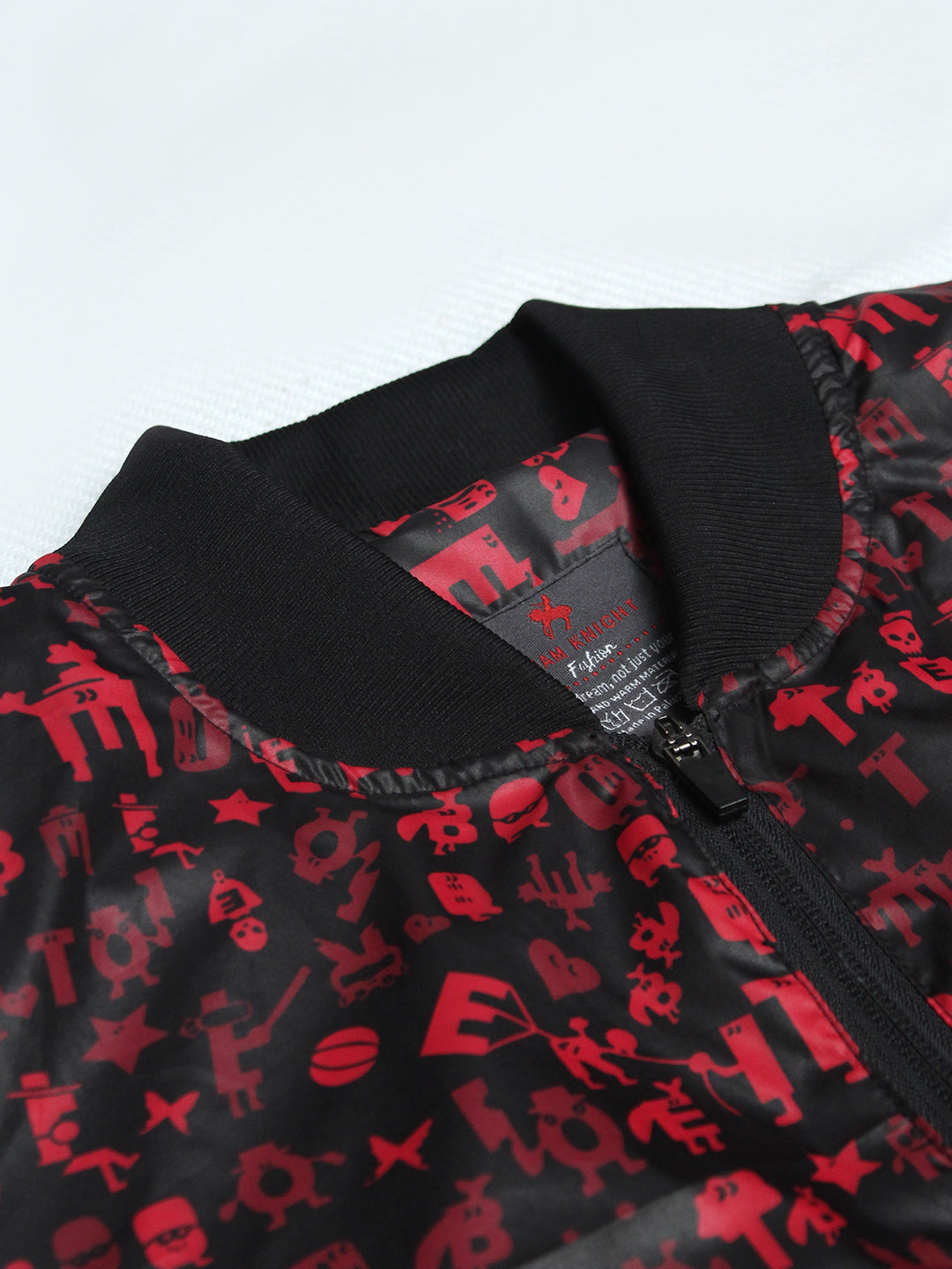 Men's All Over Self Printed inside Fur Bomber Jacket