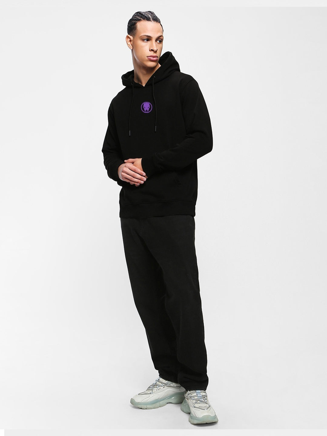 Oversized Black Panther Heavy Fleece Printed Hoodie