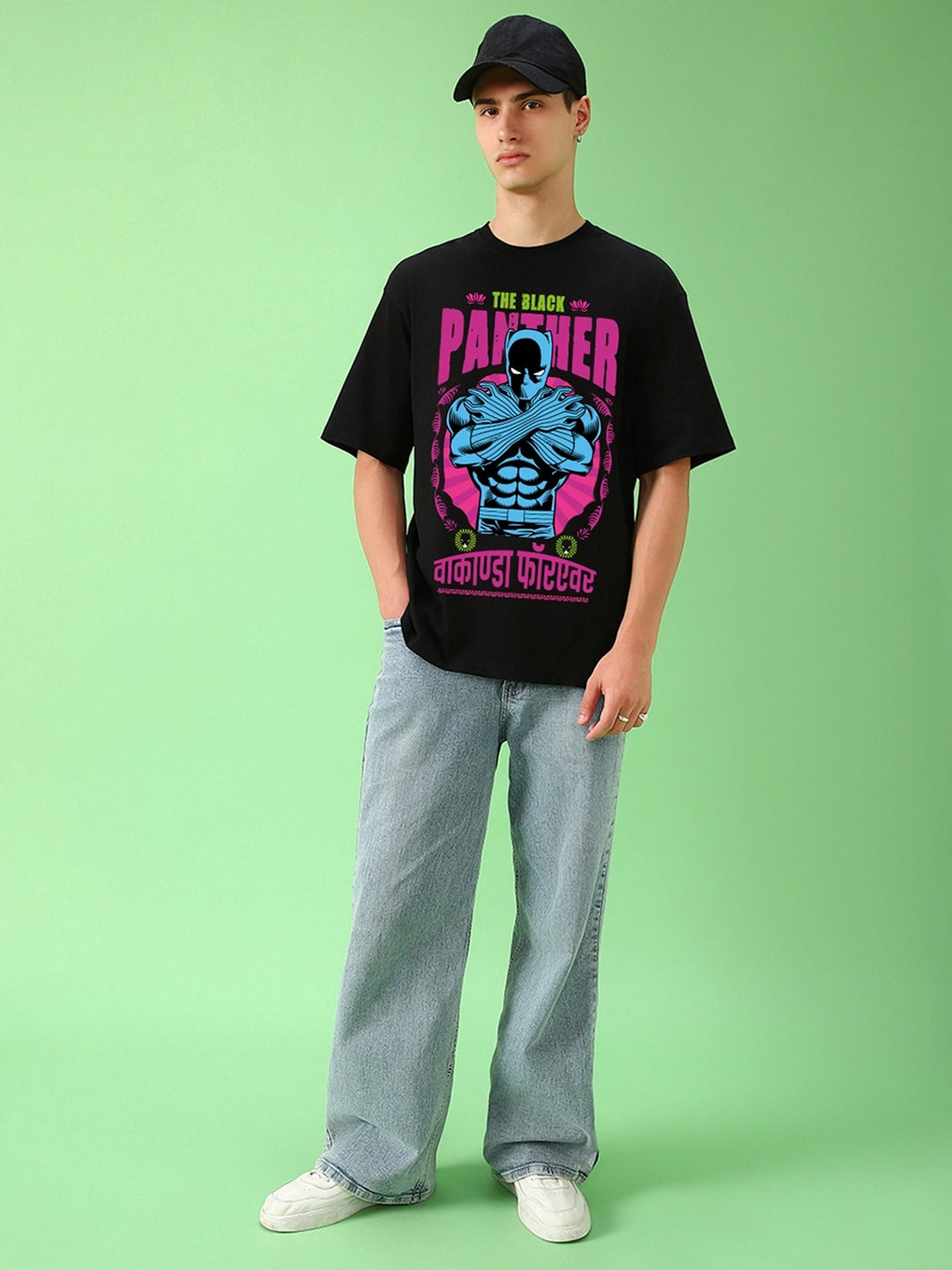 Men's The Black Panther Oversized Graphic Cotton Tee