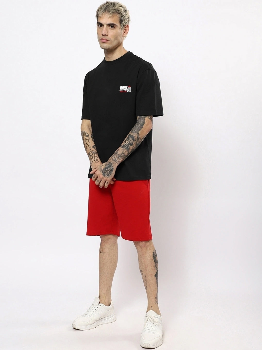 Men's Dont Mess With Me Oversized Black Graphic Tee