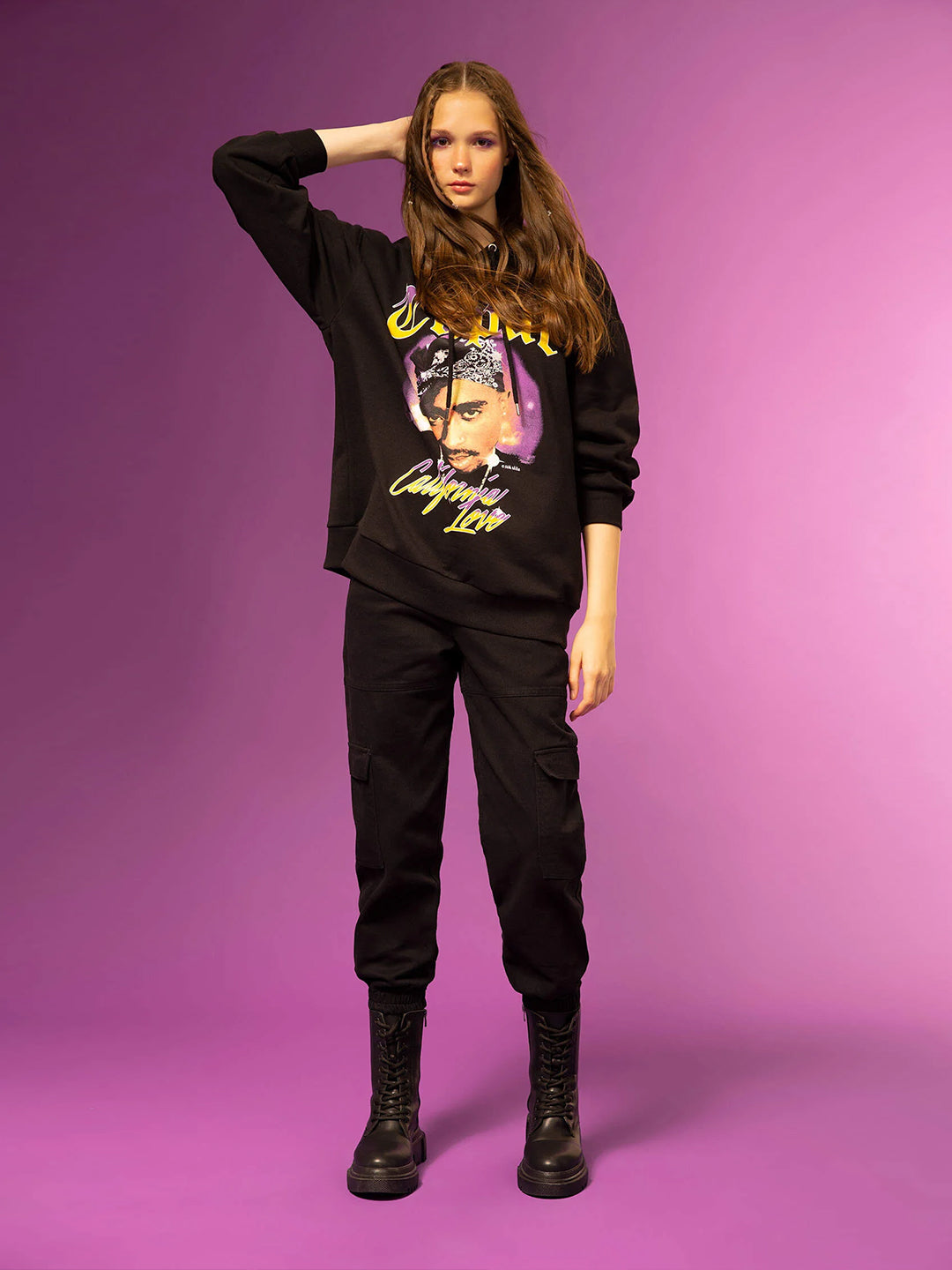 Oversized Classic Tupac Heavy Fleece Printed Hoodie