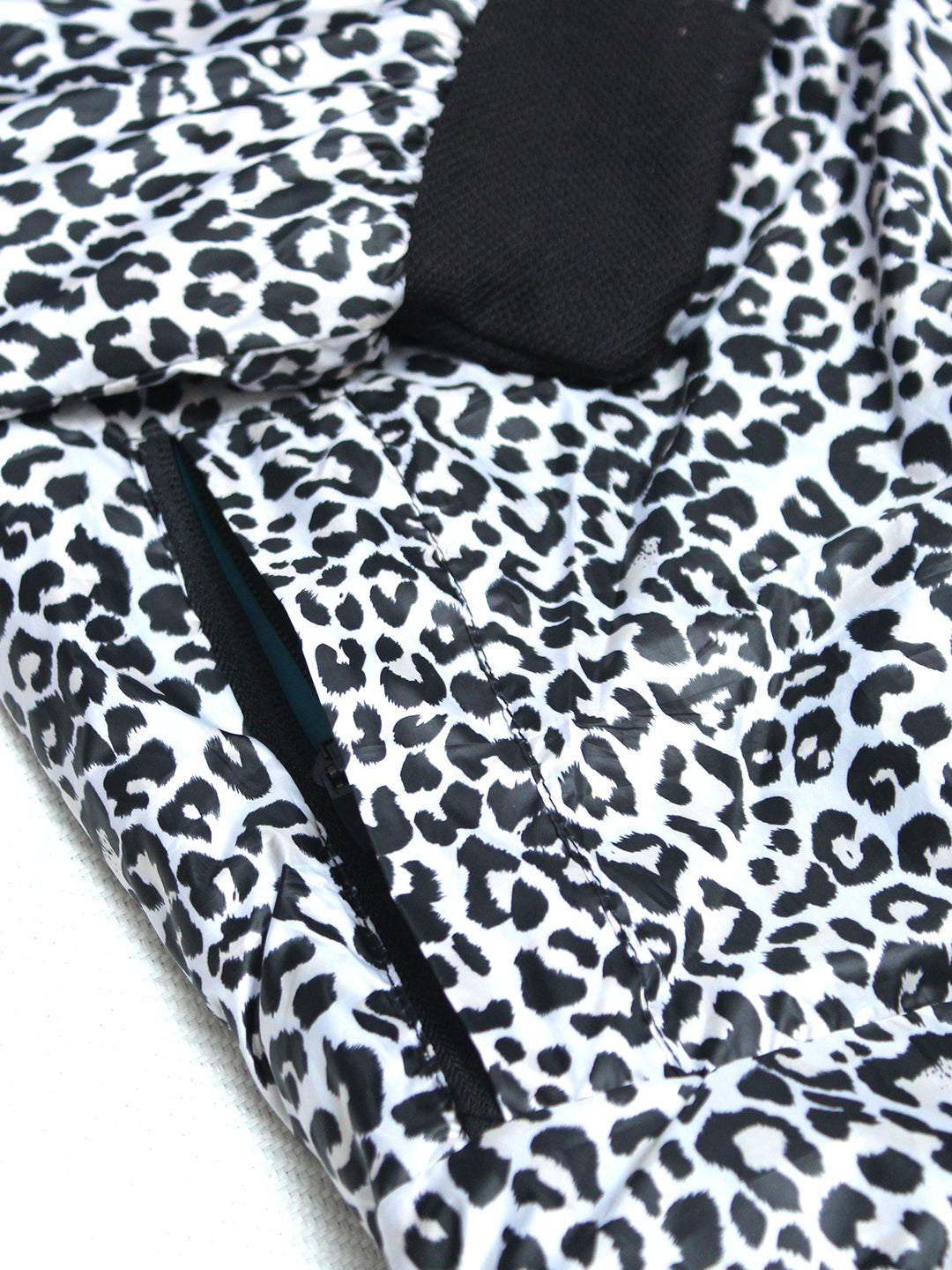 Men's White Leopord Self Printed inside Fur Bomber Jacket