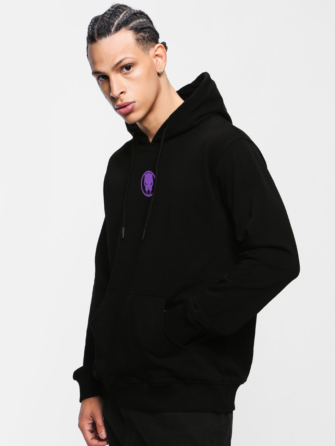 Oversized Black Panther Heavy Fleece Printed Hoodie