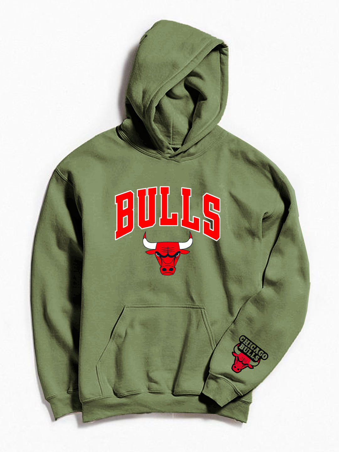 Oversized Bulls Heavy Fleece Printed Hoodie