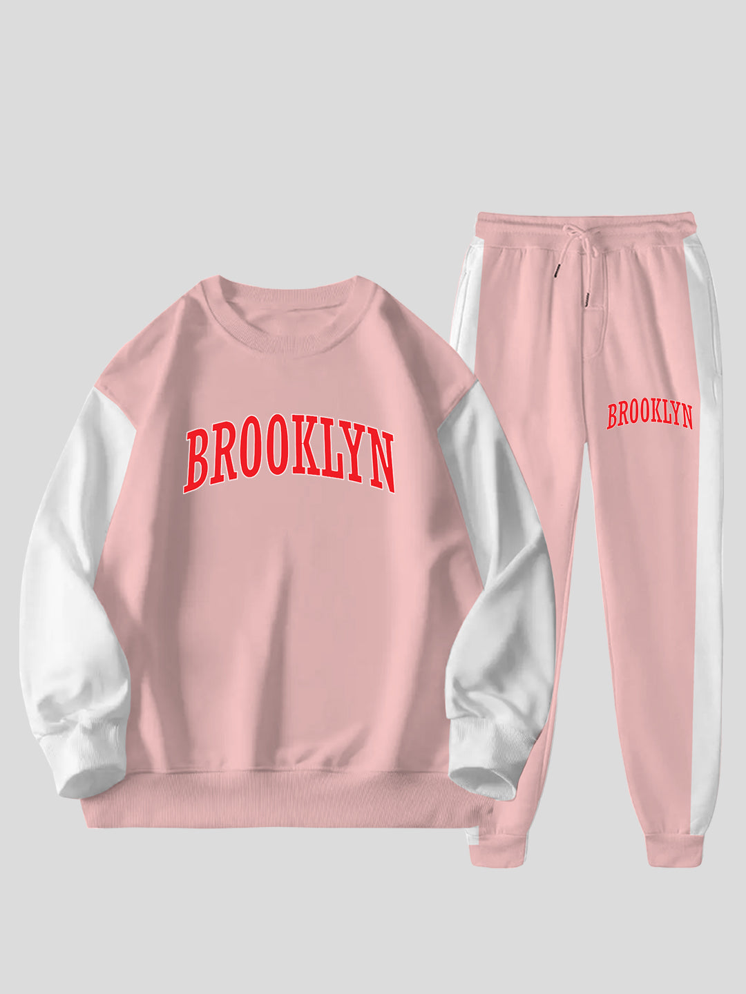 Round Neck Contrast Sleeves French Terry Brooklin Tracksuit