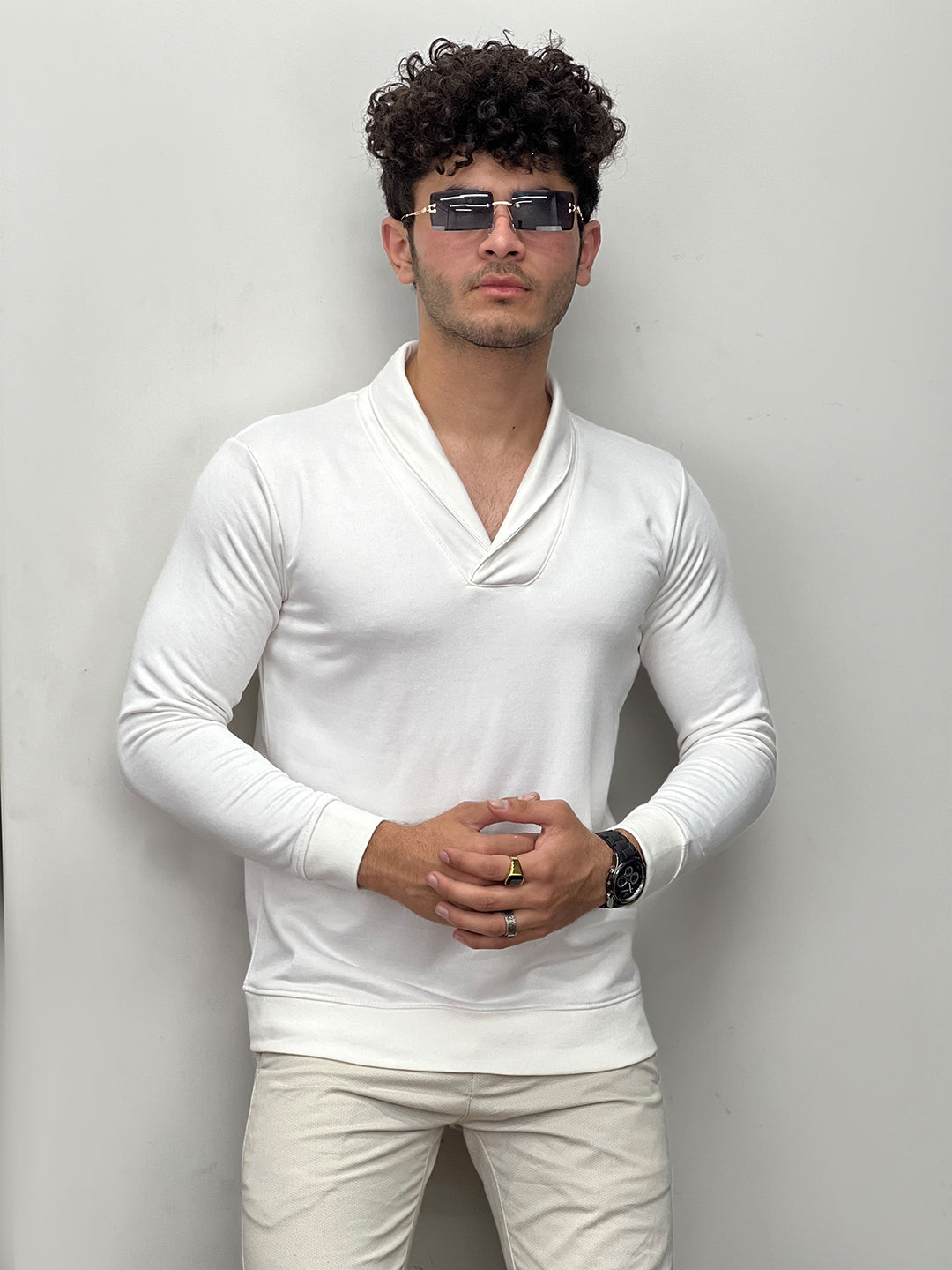 Men's Shawl Neck Full Sleeve Terry Tees
