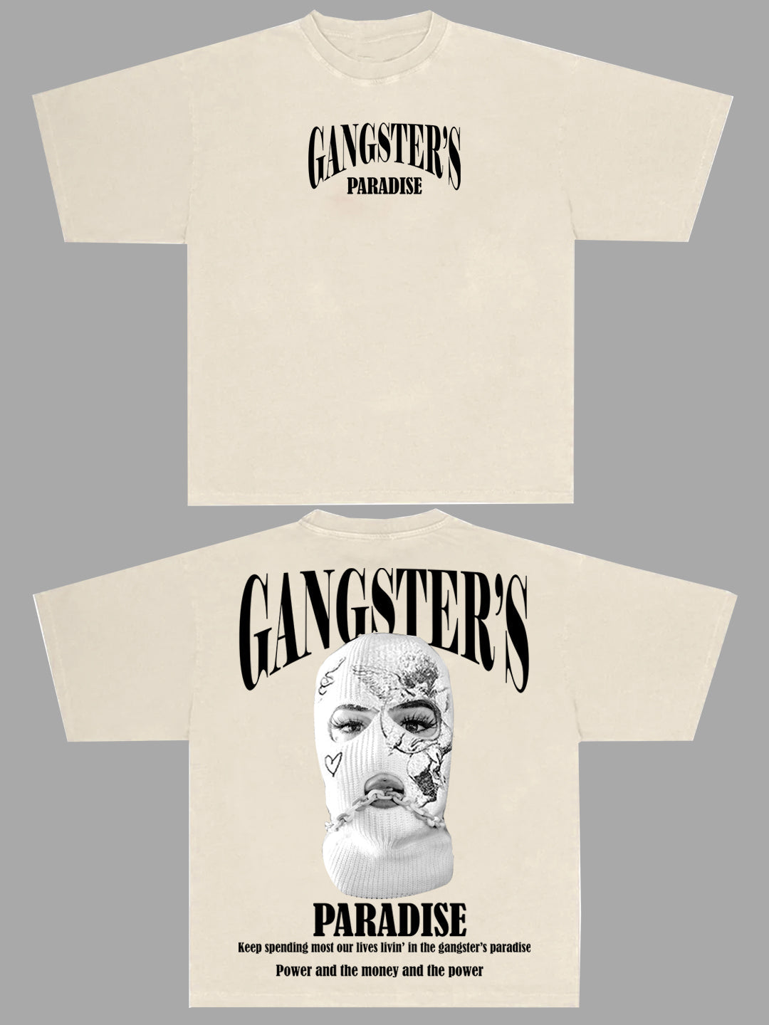 Men's Gangster'S Oversized Graphic Cotton Tee