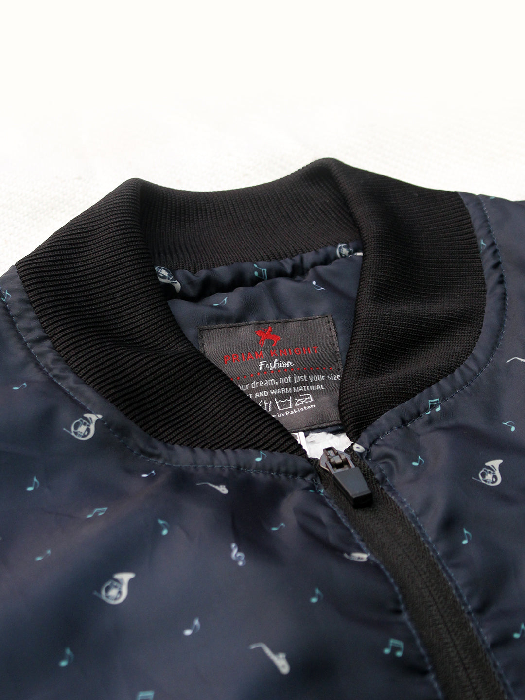 Men's Self Printed inside Fur Bomber Navy Jacket