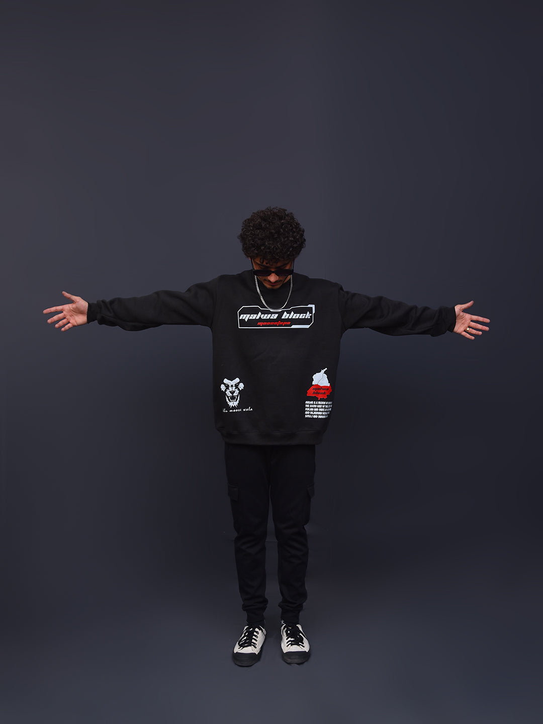 Oversized Classic Malwa block Heavy Fleece Printed Sweatshirt