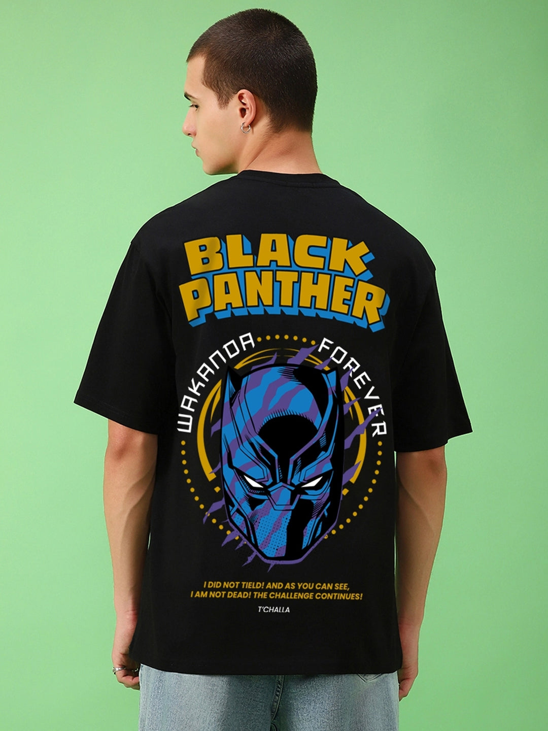 Men's Panther Oversized Graphic Cotton Tee