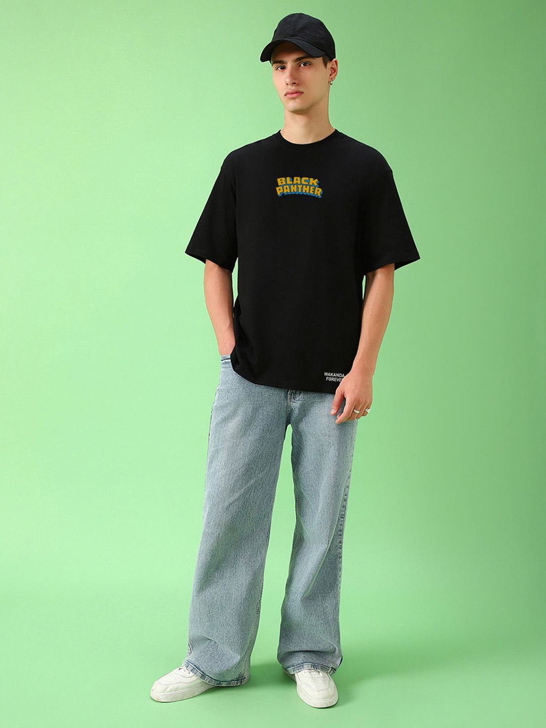 Men's Panther Oversized Graphic Cotton Tee