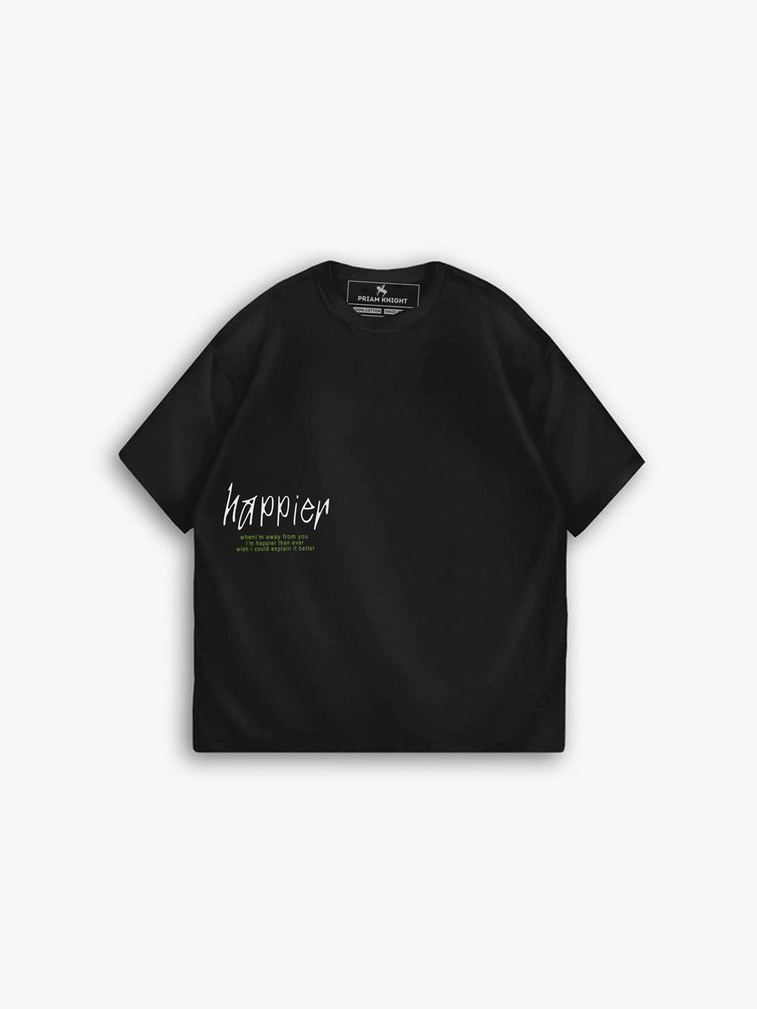 Men's Happier Than Ever Oversized Black Graphic Tee