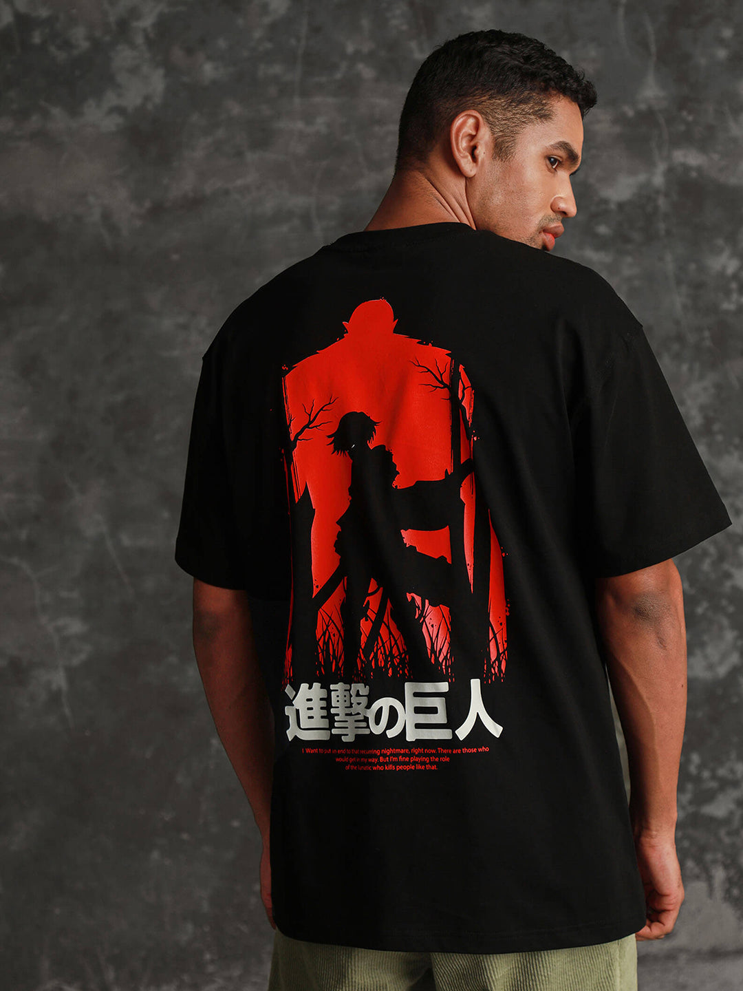 Men's Nightmare Oversized Black Graphic Tee