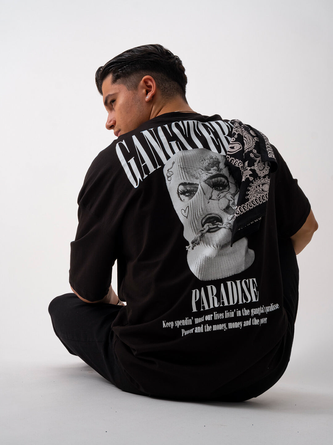 Men's Gangster'S Oversized Graphic Cotton Tee