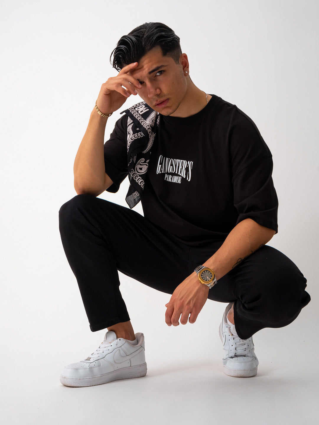 Men's Gangster'S Oversized Graphic Cotton Tee