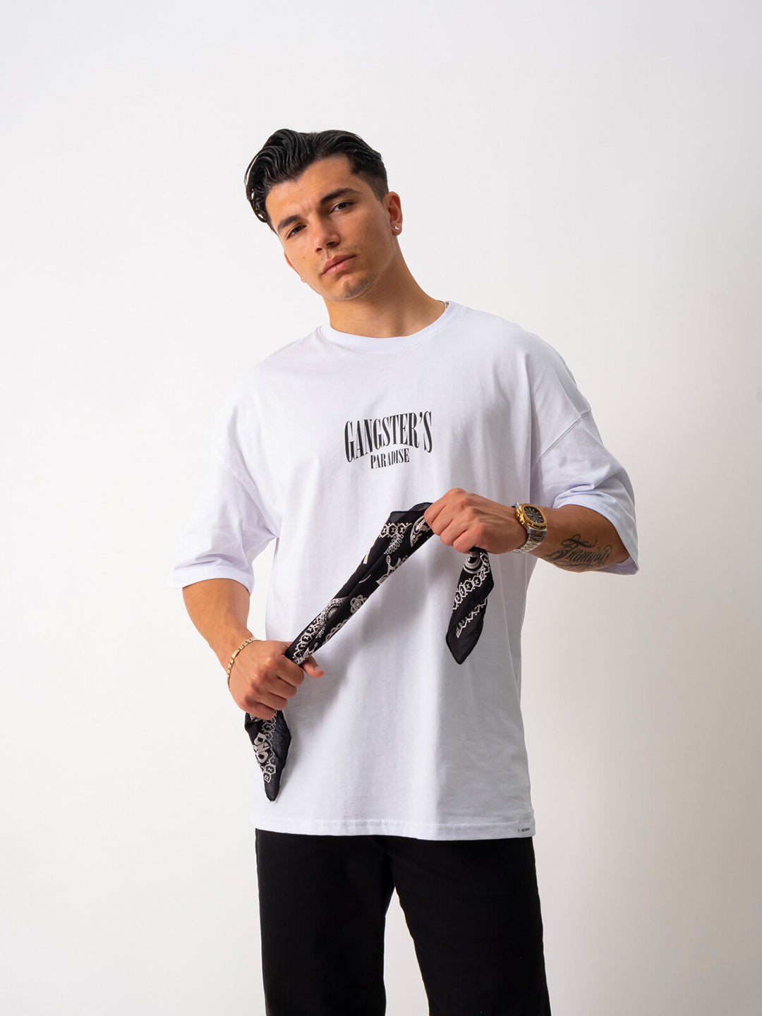 Men's Gangster'S Oversized Graphic Cotton Tee