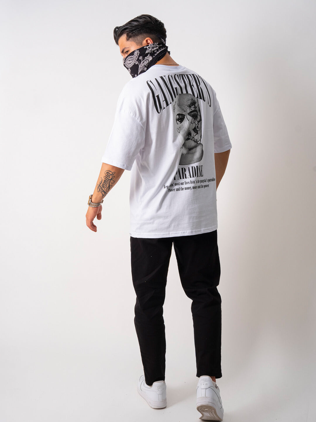 Men's Gangster'S Oversized Graphic Cotton Tee