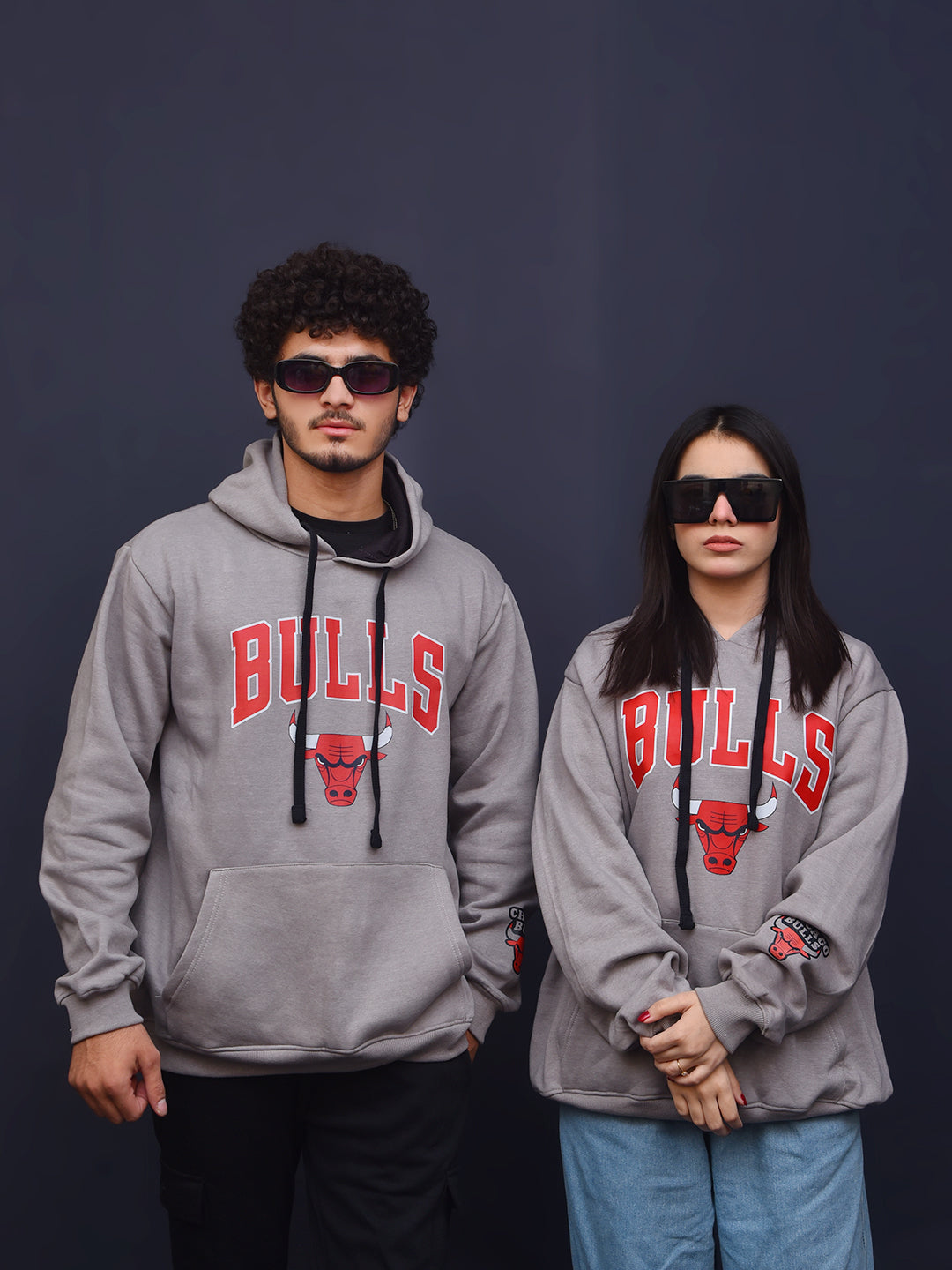 Oversized Bulls Heavy Fleece Printed Hoodie