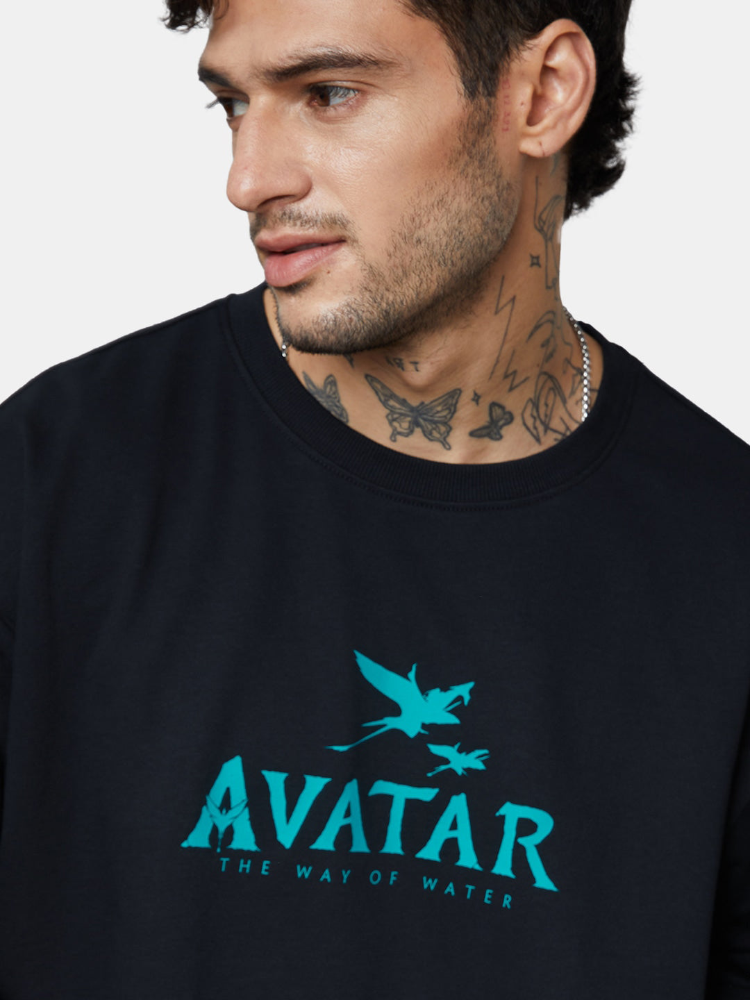 Men's Avatar Oversized Black Graphic Tee