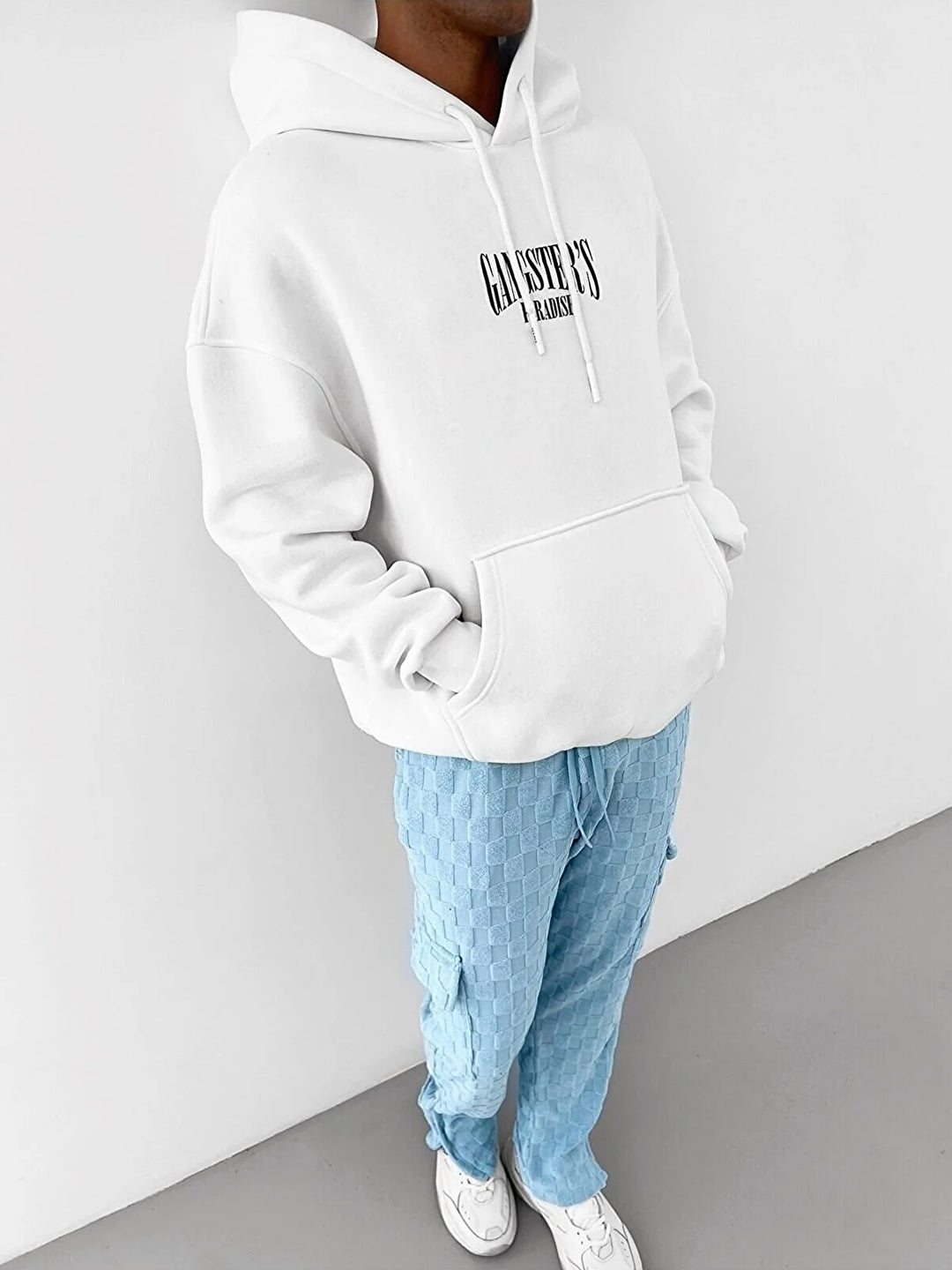 Oversized Gangster Heavy Fleece Printed Black Hoodie