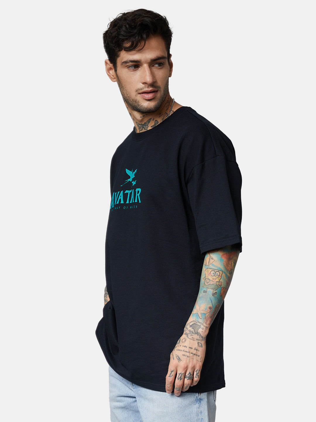 Men's Avatar Oversized Black Graphic Tee