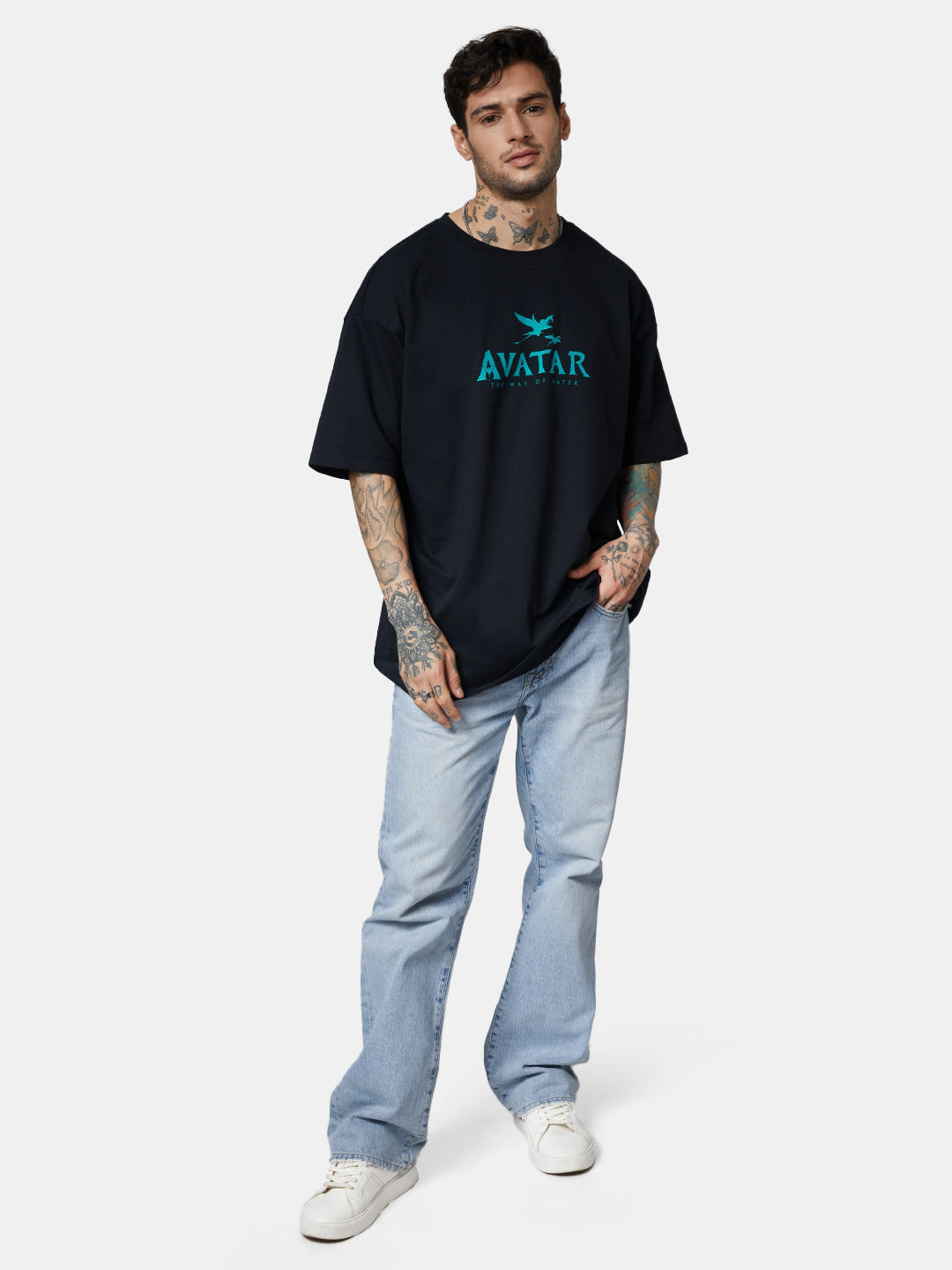 Men's Avatar Oversized Black Graphic Tee