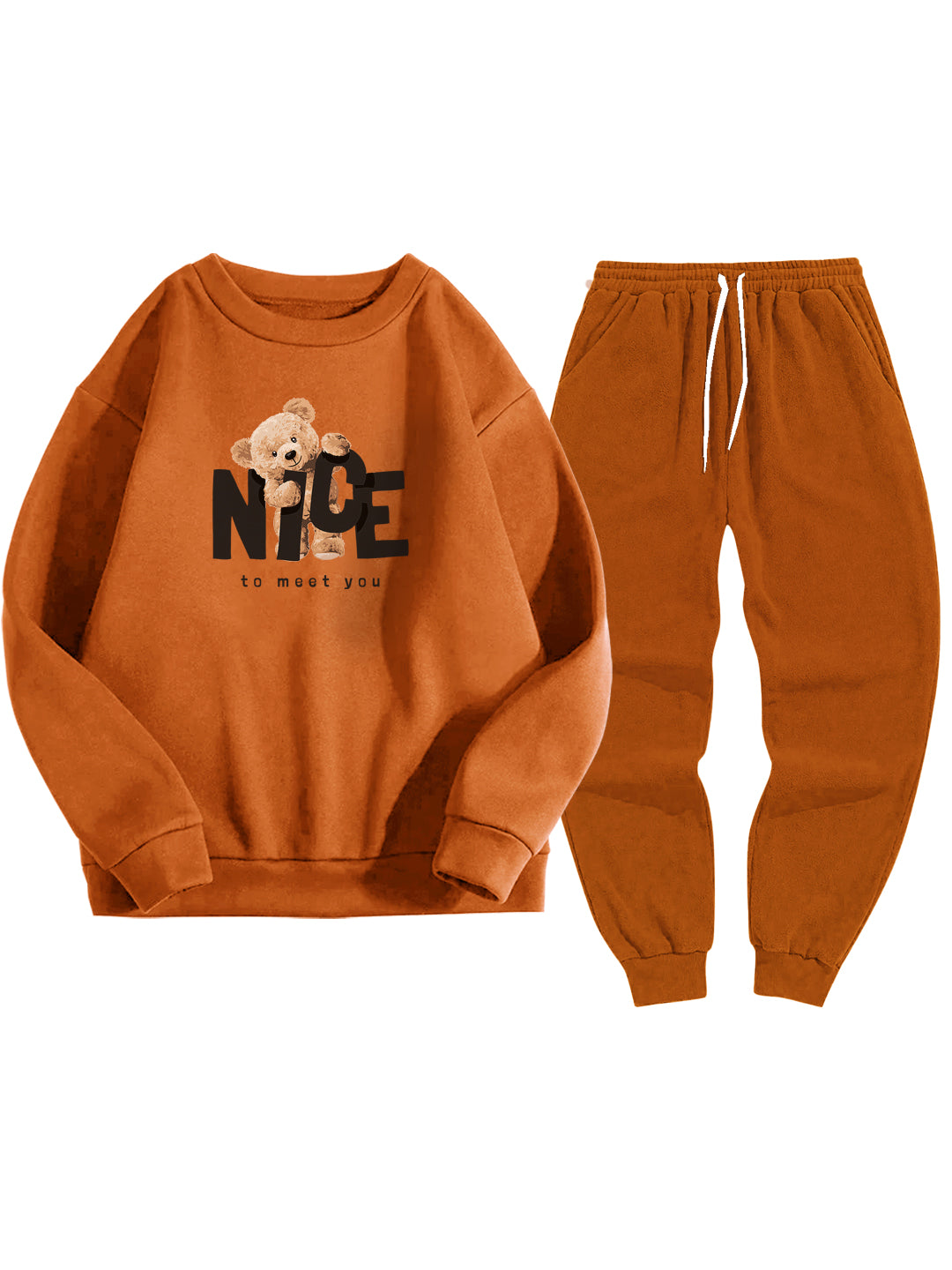 Oversized Heavy Gauge Vintage Bear Printed Fleece Tracksuit