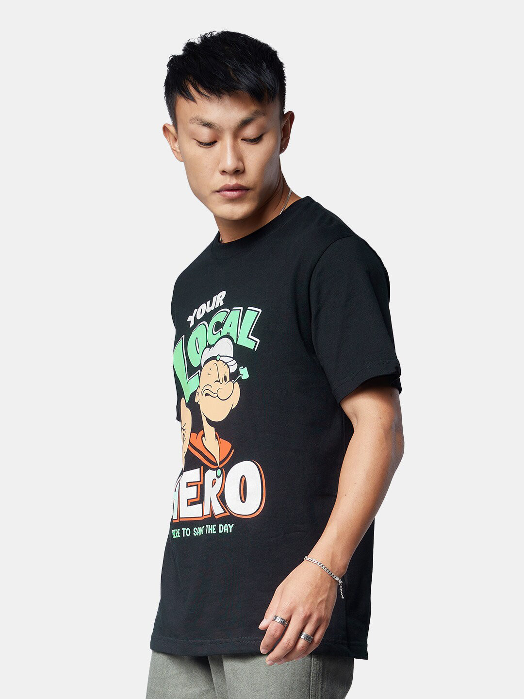 Men's Local Hero Oversized Black Graphic Tee