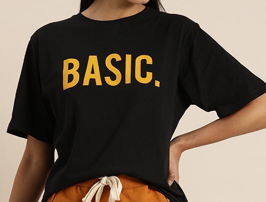 Women's  Basic Print Oversized Graphic Cotton Tee