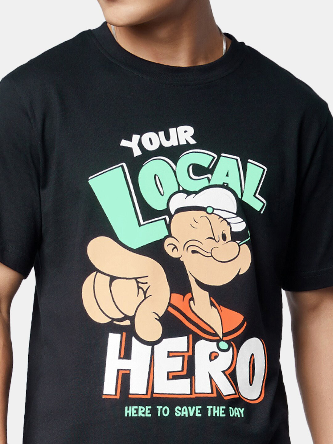Men's Local Hero Oversized Black Graphic Tee