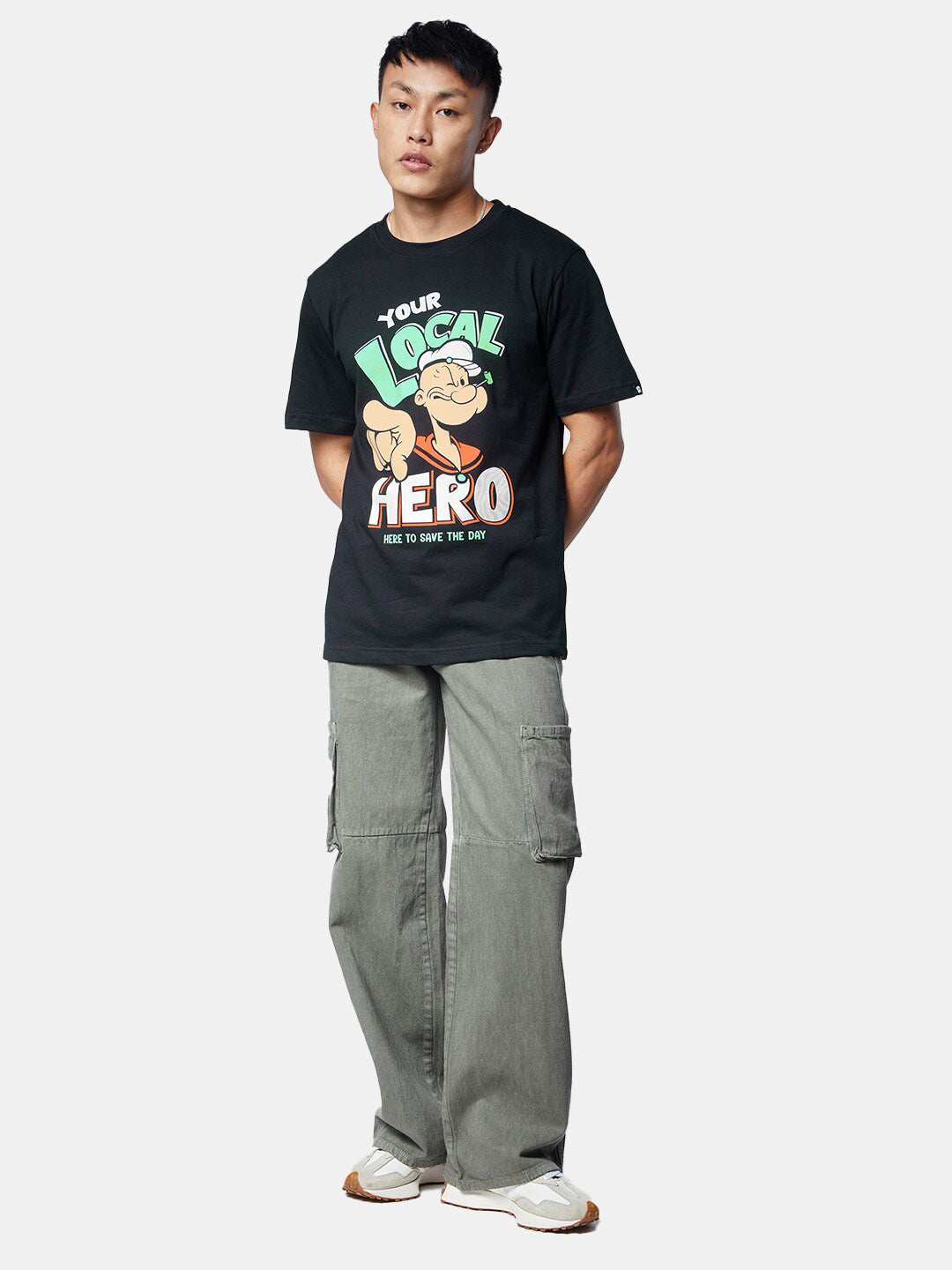 Men's Local Hero Oversized Black Graphic Tee