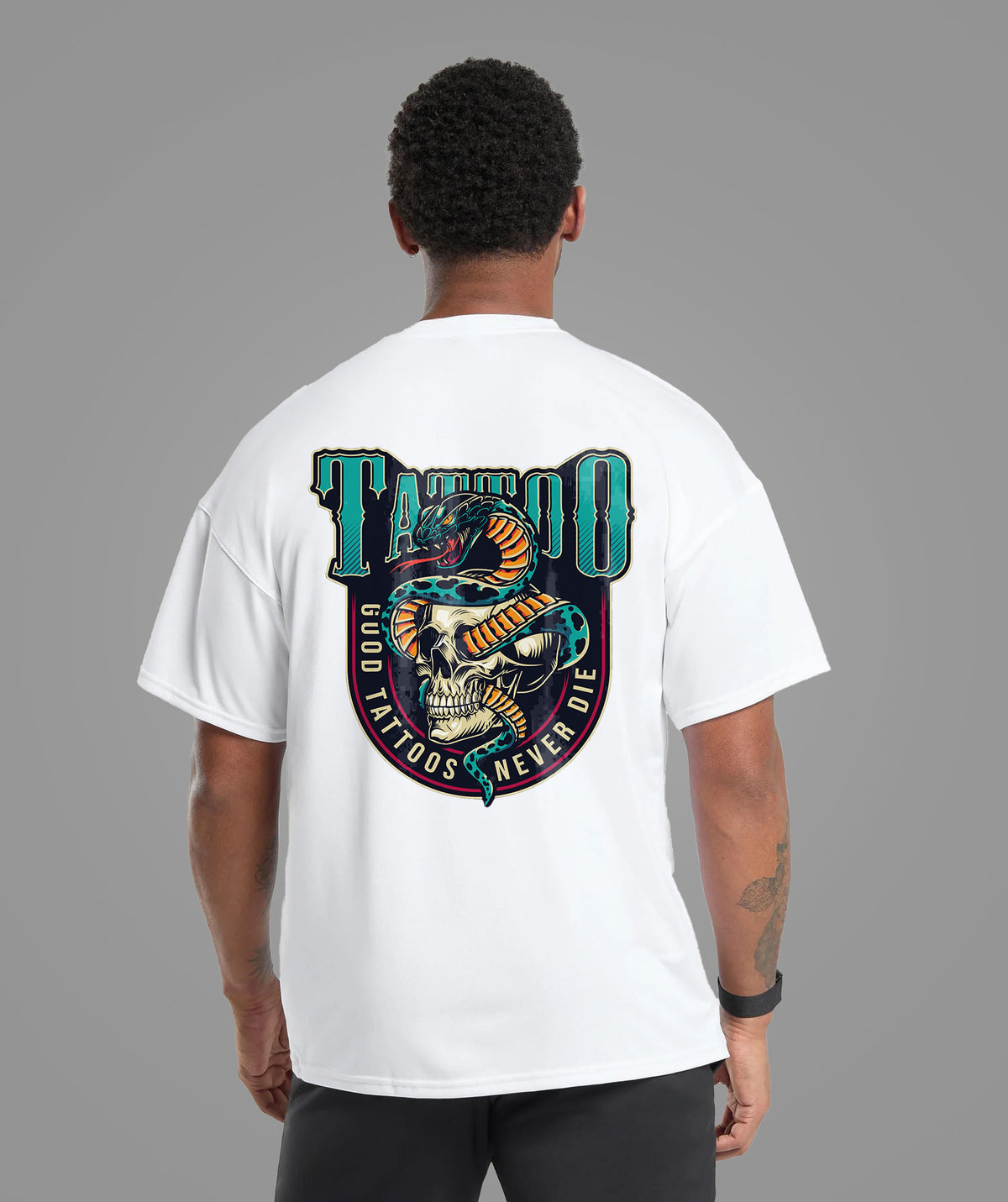 Men's Good Tattoo Never Die Oversized  Graphic Tee