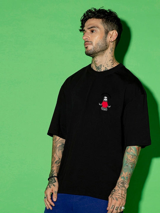 Men's Break Oversized Black Graphic Tee